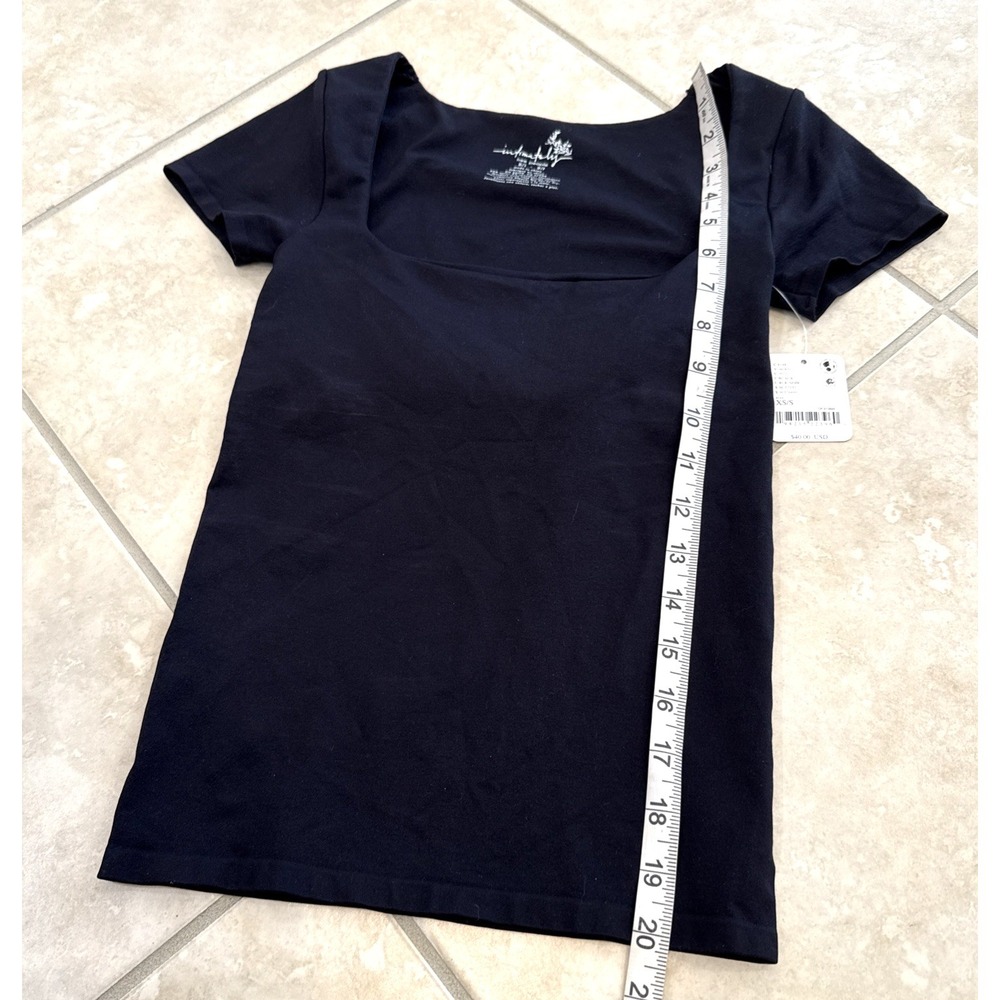 Intimately Free People XS / Small Short Sleeve Shirt Spandex Stretch Top Black - Picture 5 of 9